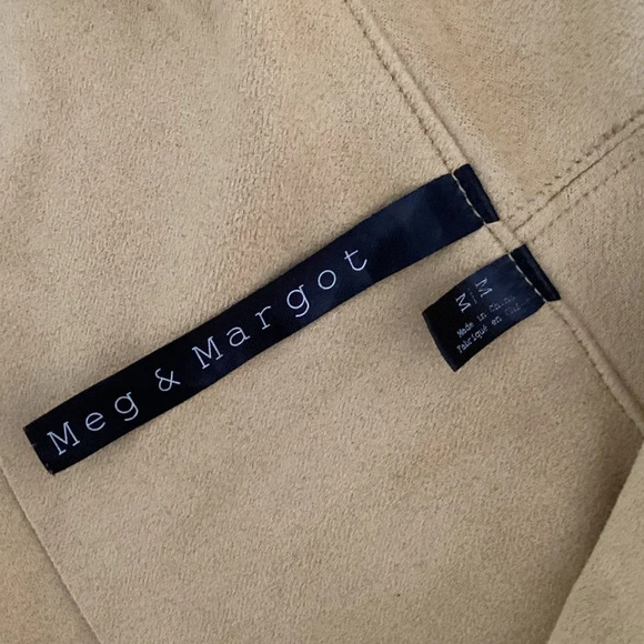 Meg & Margot Women's Faux Suede Yellow Open Coat Long Duster Size M Office - Picture 8 of 9